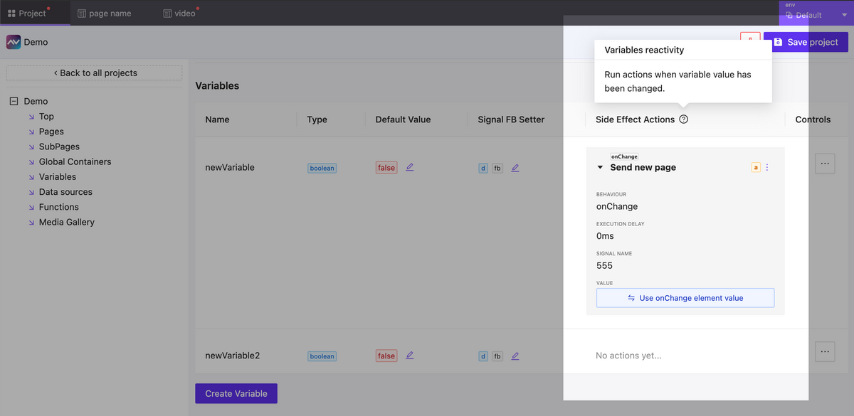 Variables side effects form