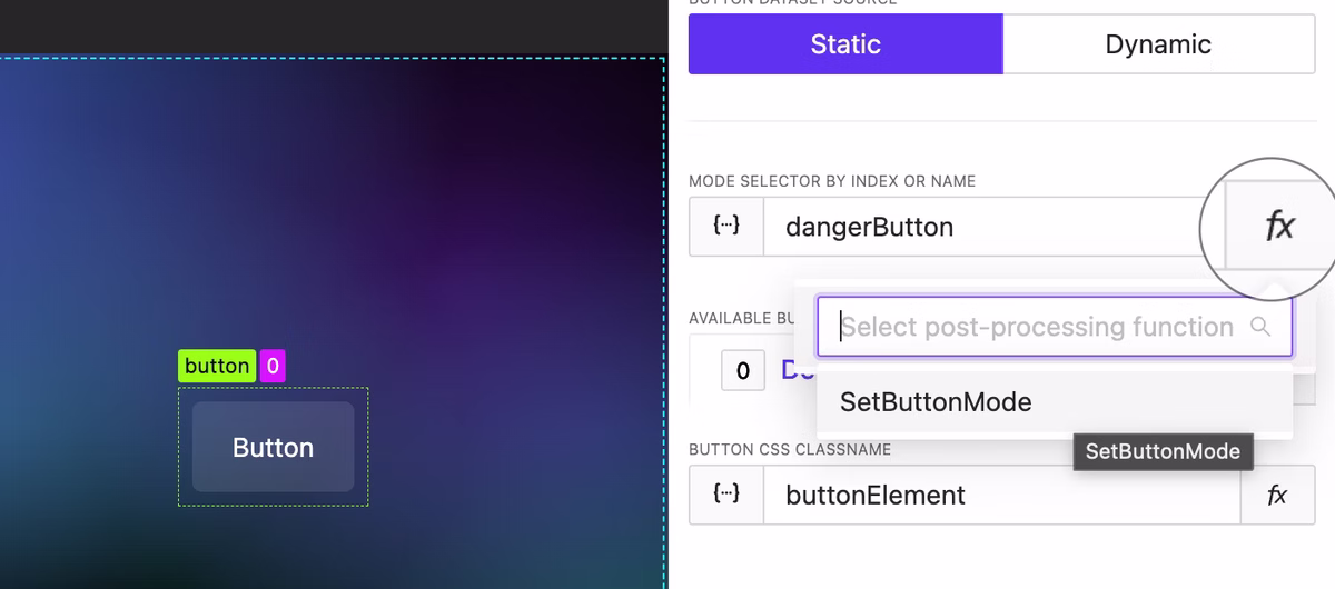 Post-processing functions let you apply effects and modifications to element values to alter the result