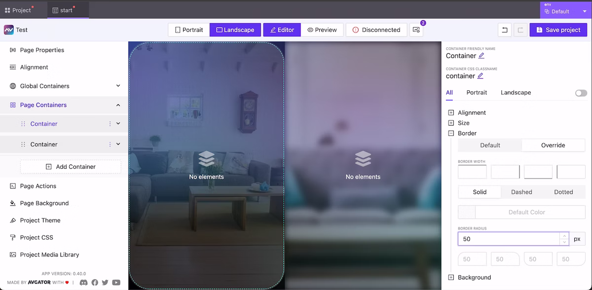 Container border radius
